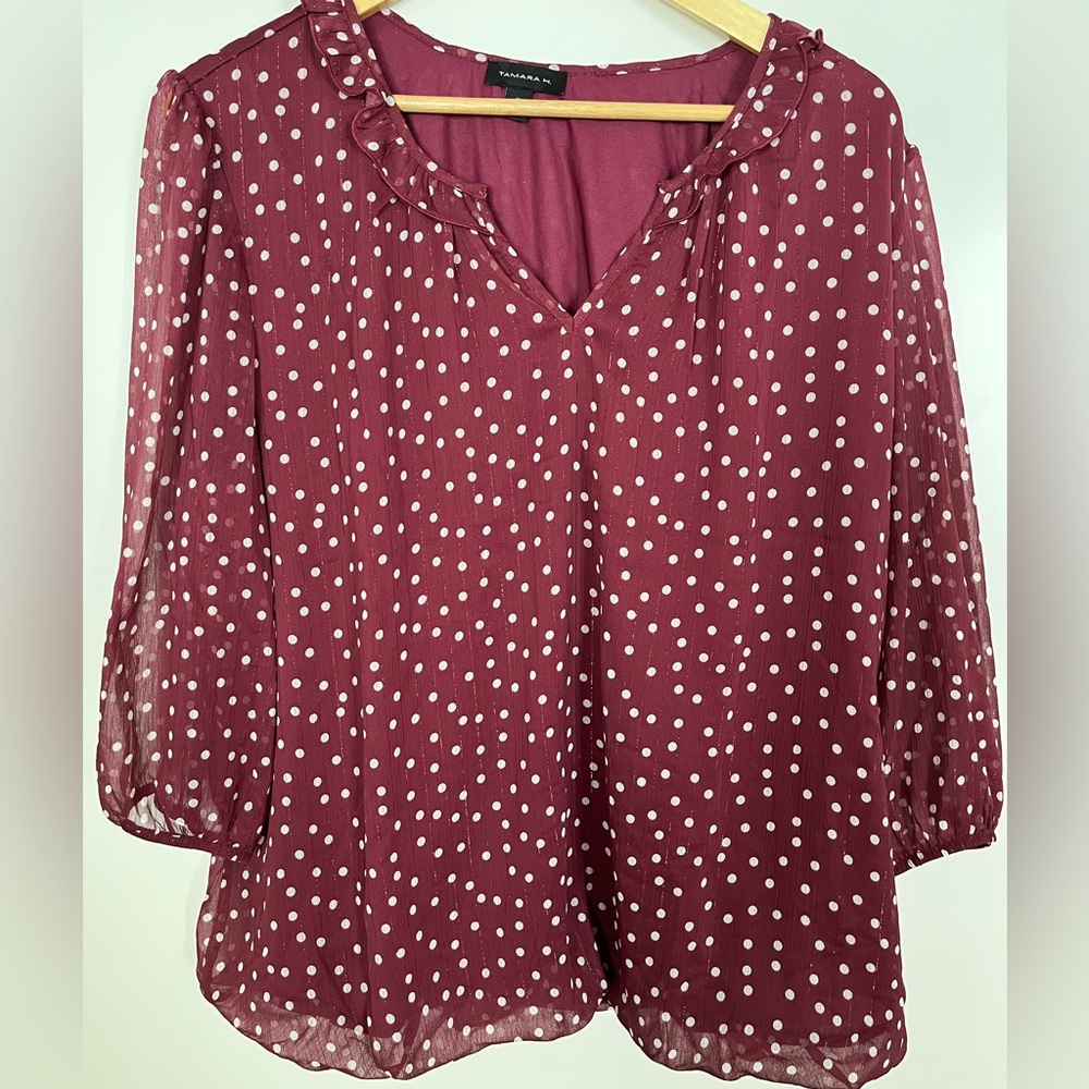 Tamara H Burgundy Polka Dot Blouse – Size 1X